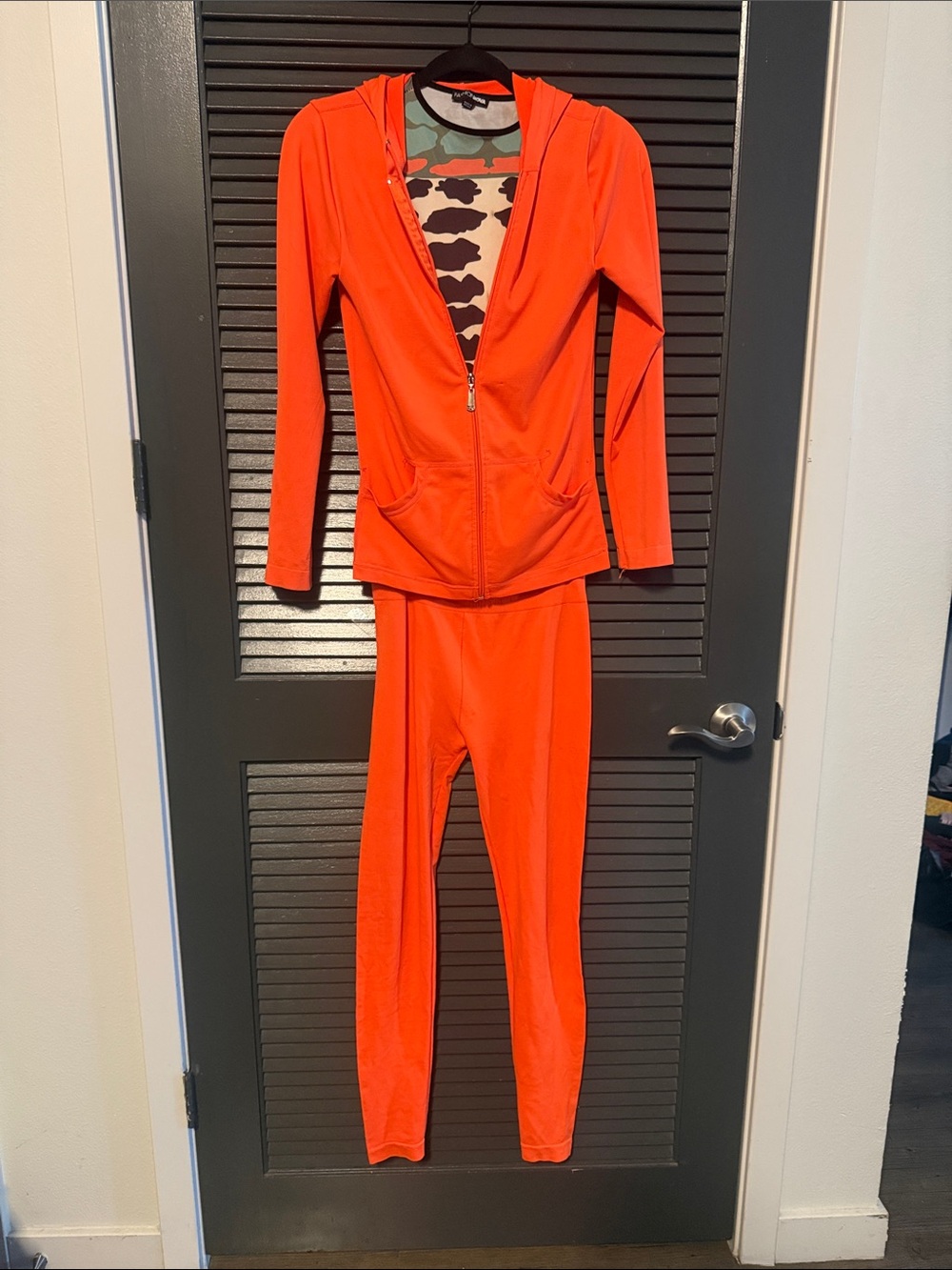 Women’s Orange Zip-Front Hoodie & Legging Set